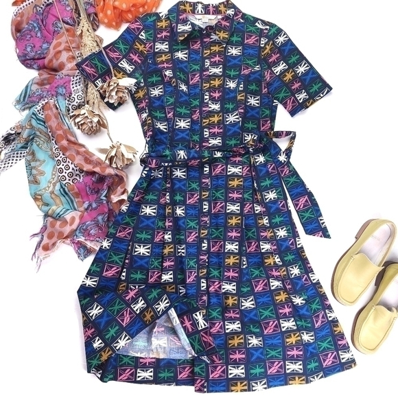 Boden Navy Patterned Dress Sz 4R - Picture 12 of 13